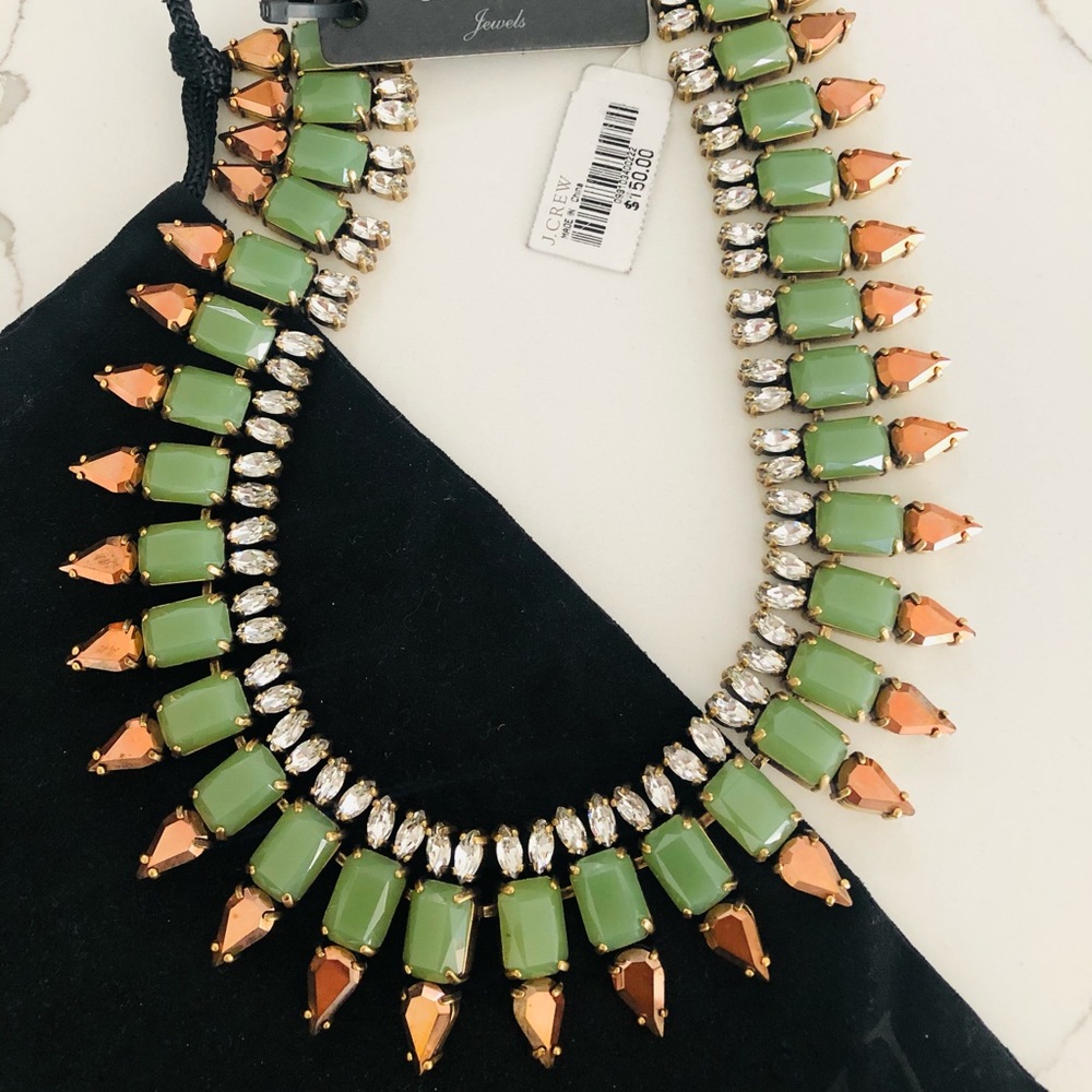 J. Crew statement crystal stone runway necklace